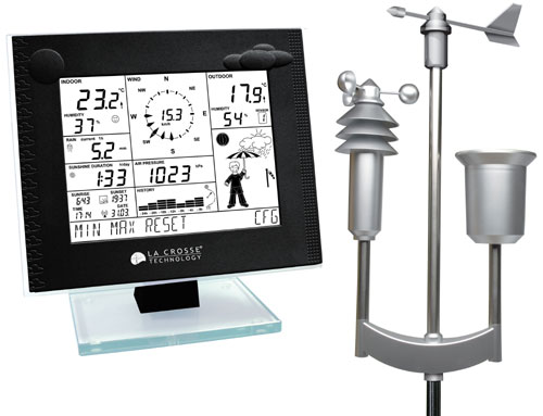 Station Météo De Jardin 140 Cm Avec Pluviomètre, Thermomètre, Girouette - Support Rotatif - Style Européen Noir