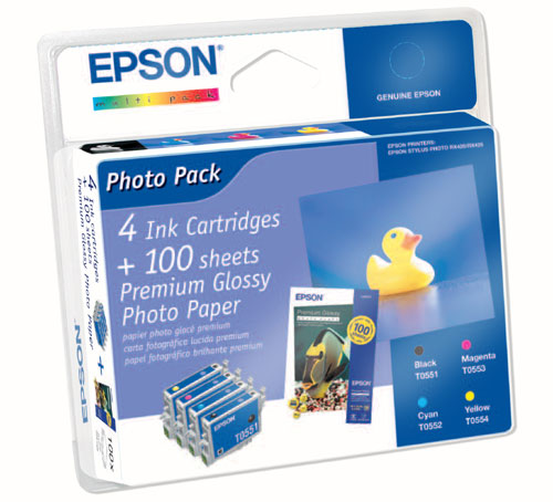 Epson Photo Pack T0556 - 1 - zwart, geel, cyaan, magenta - printcartridge / papierpakket