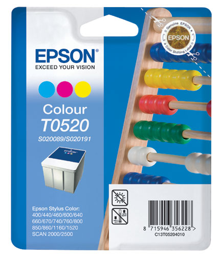 Cartouche Epson T0520 (S020089 + S020191) Pack 3 couleurs QuickDry