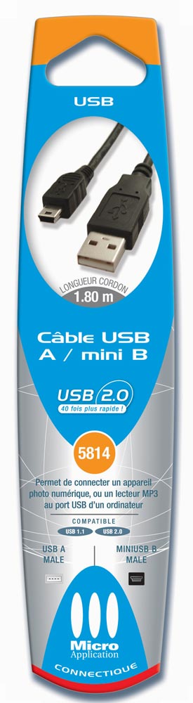 Micro Application Câble USB 2.0 A / Mini B Pour PSP