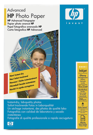 HP Advanced Glossy Photo Paper - Brillant - 10,5 millièmes de pouce - 100 x  150 mm - 250 g/m² - 60 feuille(s) papier photo - pour Ink Tank Wireless