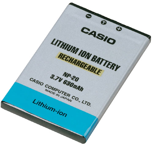 Casio NP-20 - Batterie - Li-Ion - 630 mAh - blanc - pour EXILIM-EX-M1, M2, M20, S1, S100, S2, S20, S3, S500, S600; EXILIM ZOOM EX-Z11, Z3, Z4U, Z60
