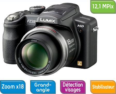 Panasonic Lumix DMC-FZ38EF-K - Appareil photo numérique - compact - 12.1 MP - 720 p - zoom optique - Leica - noir - Appareil photo bridge - Achat & prix fnac