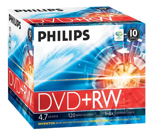 Philips - 10 x DVD+RW - 4.7 Go 4x - boîtier CD