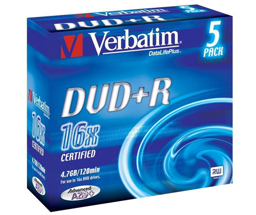Verbatim DataLifePlus - 5 x DVD+R - 4.7 Go 16x - argent mat - boîtier CD