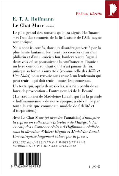 Le Chat Murr Poche Ernst Theodor Amadeus Hoffmann Achat Livre Fnac