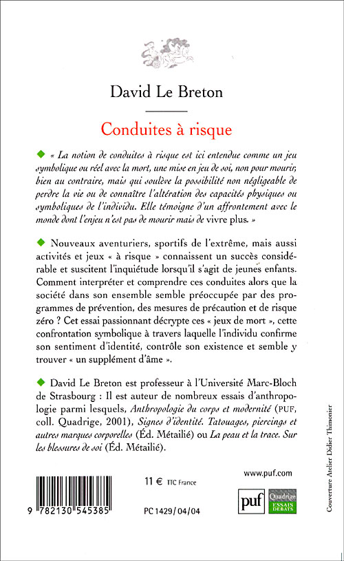 Conduites A Risque Broche David Le Breton Achat Livre Fnac